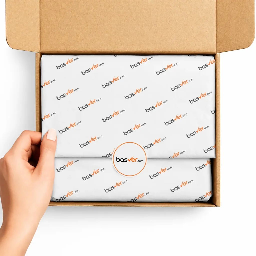 Basver logo baskılı beyaz pelur kağıt